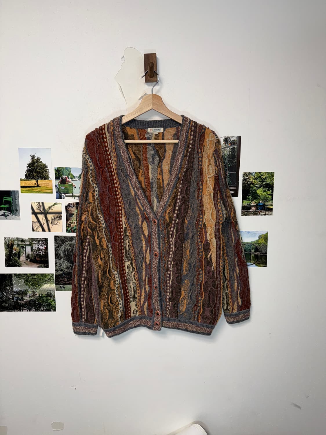 Brown bohemian hippie cable knit 가디건 상품이미지1