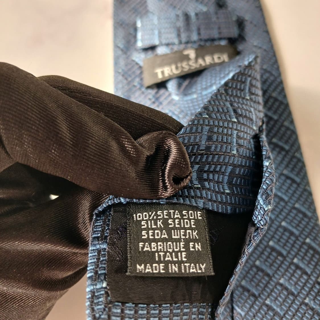 트루사르디 네이비 자카드 패턴 넥타이 9.2cm S~A+등급 E786 상품이미지10