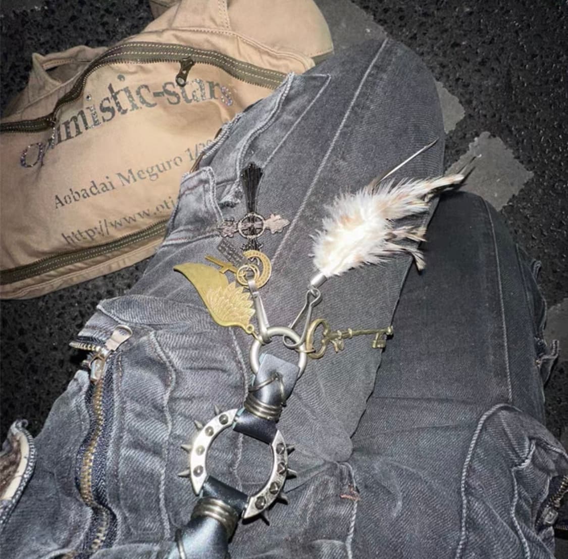 Gothic v-kei Spike feahter Cross charm 상품이미지1