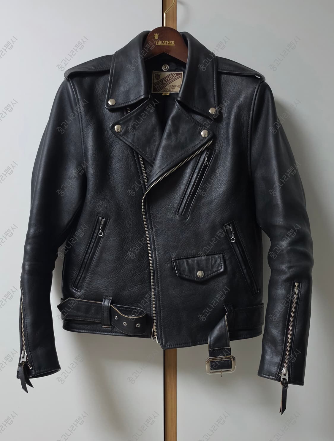 Y2레더 홀스하이드 라이더자켓, 사계절 무톤 탈부착 상품이미지1