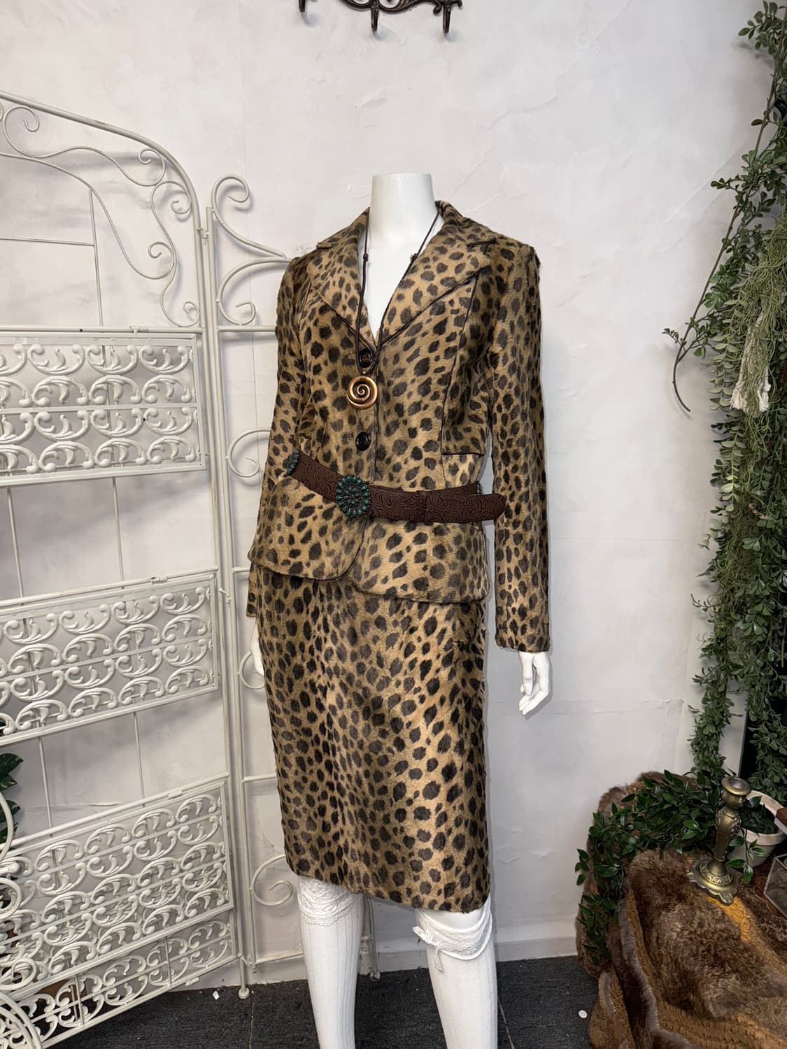 Brown leopard fur jk/sk setup 상품이미지3