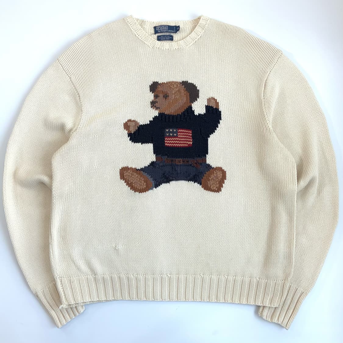 Polo  폴로 랄프로렌 90,s 싯다운 베어 코튼 핸드니트   상품이미지1