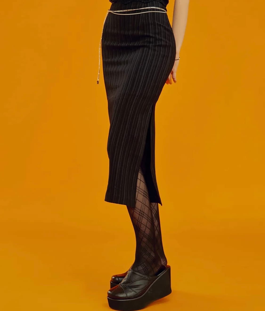 팬시클럽 블런트 슬릿 롱스커트 상품이미지2