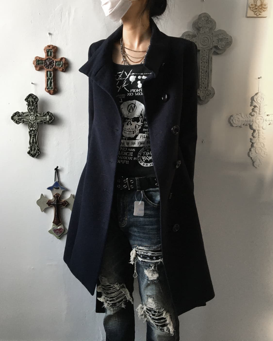 Belted high neck coat 상품이미지1