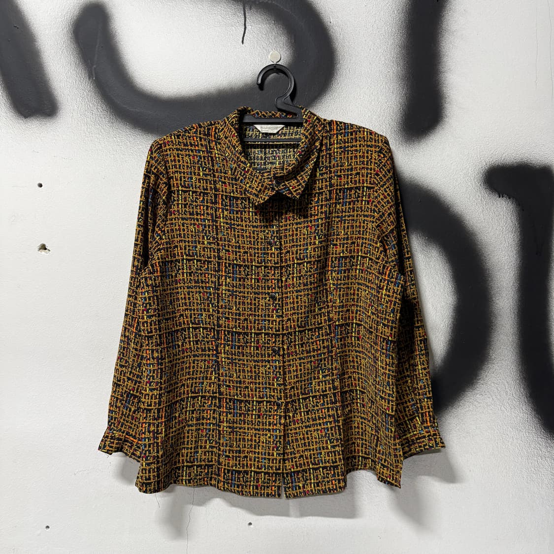 VTG 빈티지 기하학 체크 패턴 긴팔 셔츠 상품이미지1