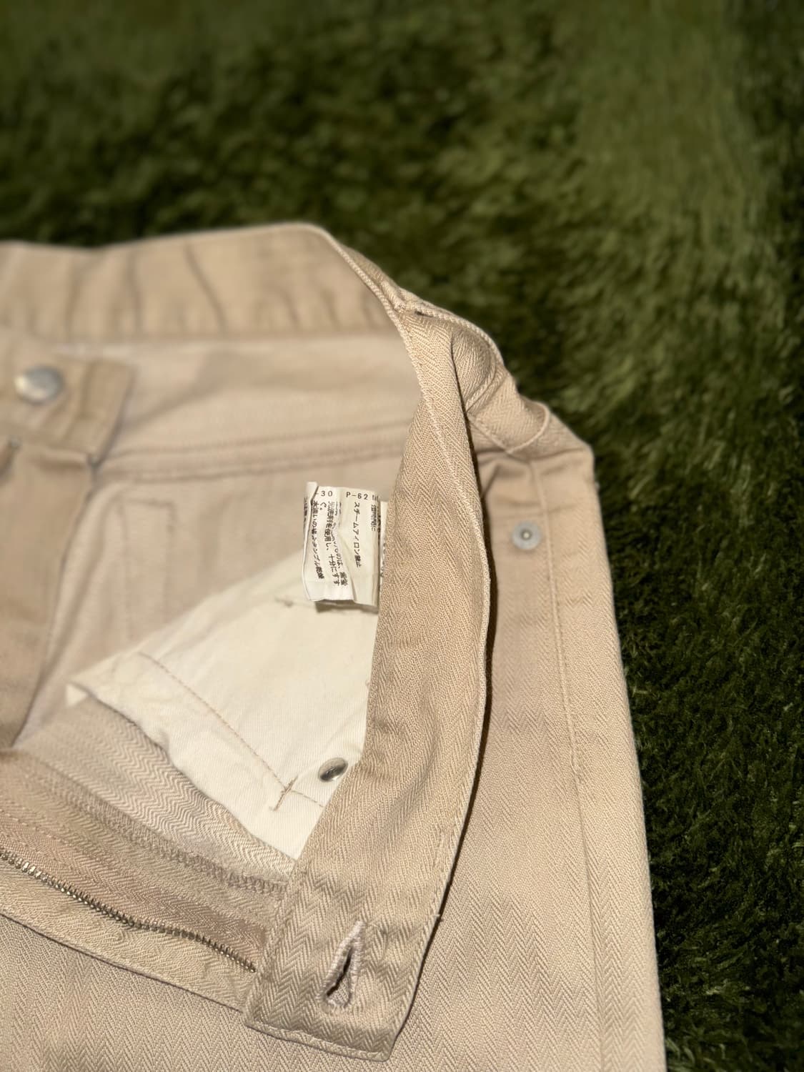 [2] 타케오 키쿠치 헤링본 5포켓 코튼 팬츠 베이지 상품이미지3