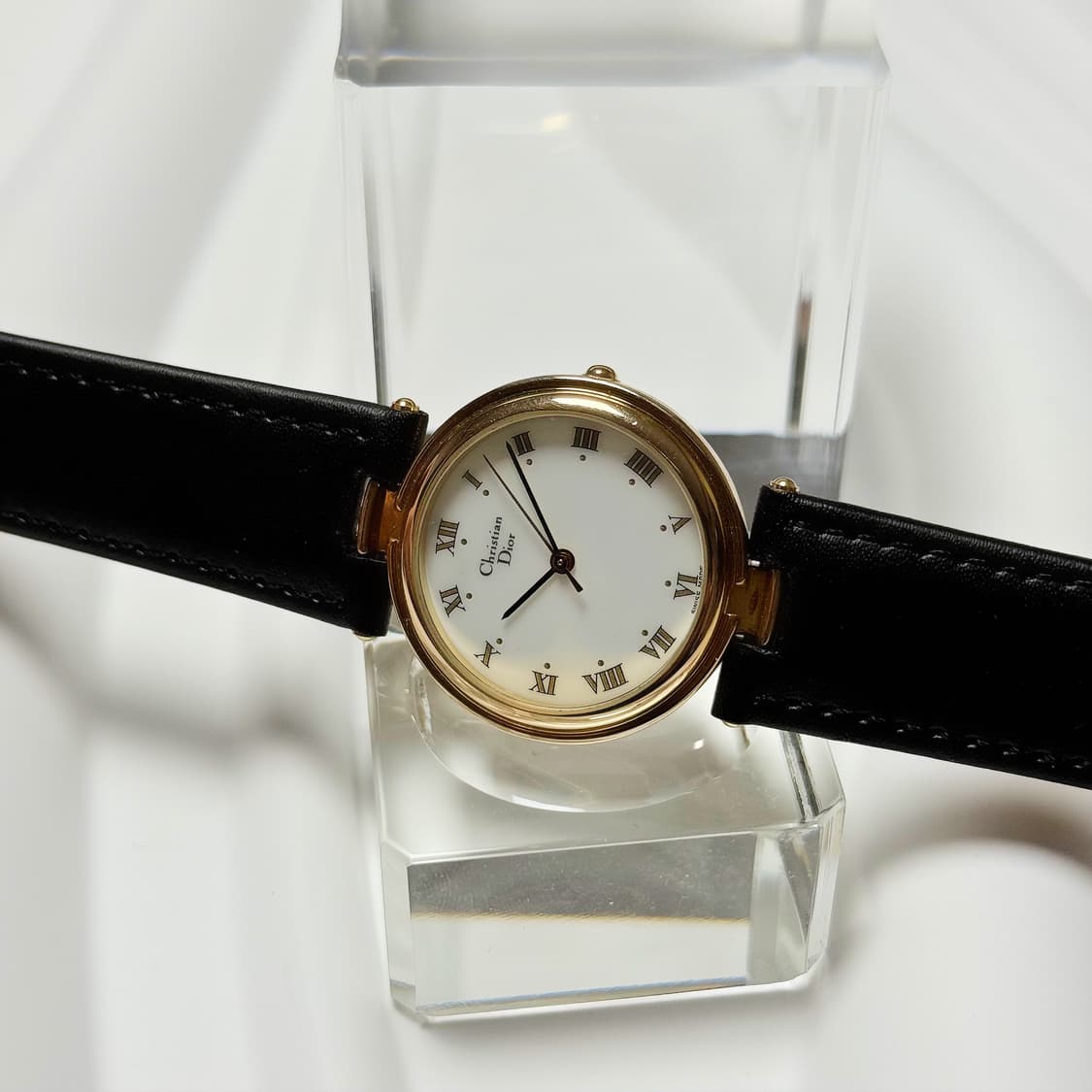 빈티지 Dior 크리스찬 디올 골드 라운드 로만 인덱스 워치 상품이미지1