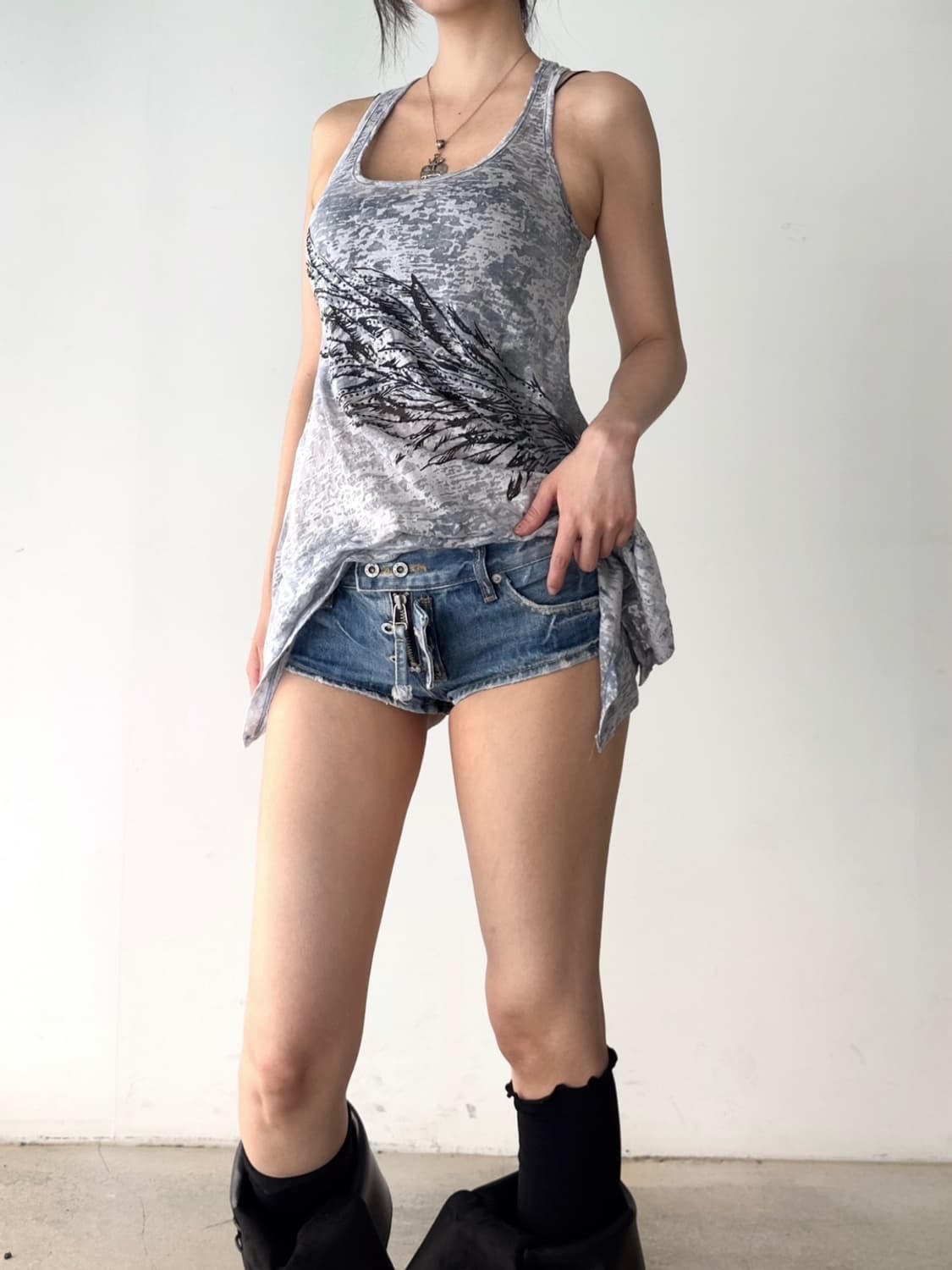 Two-way buckle short denim pants 상품이미지6