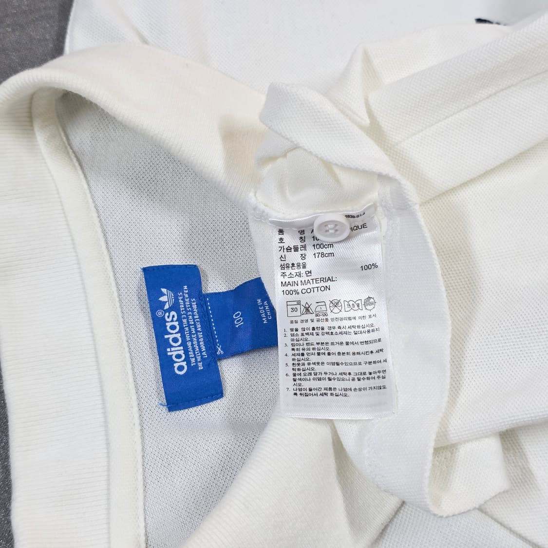 L 95-100 아디다스 파이어버드 화이트 반팔 폴로티 상품이미지6