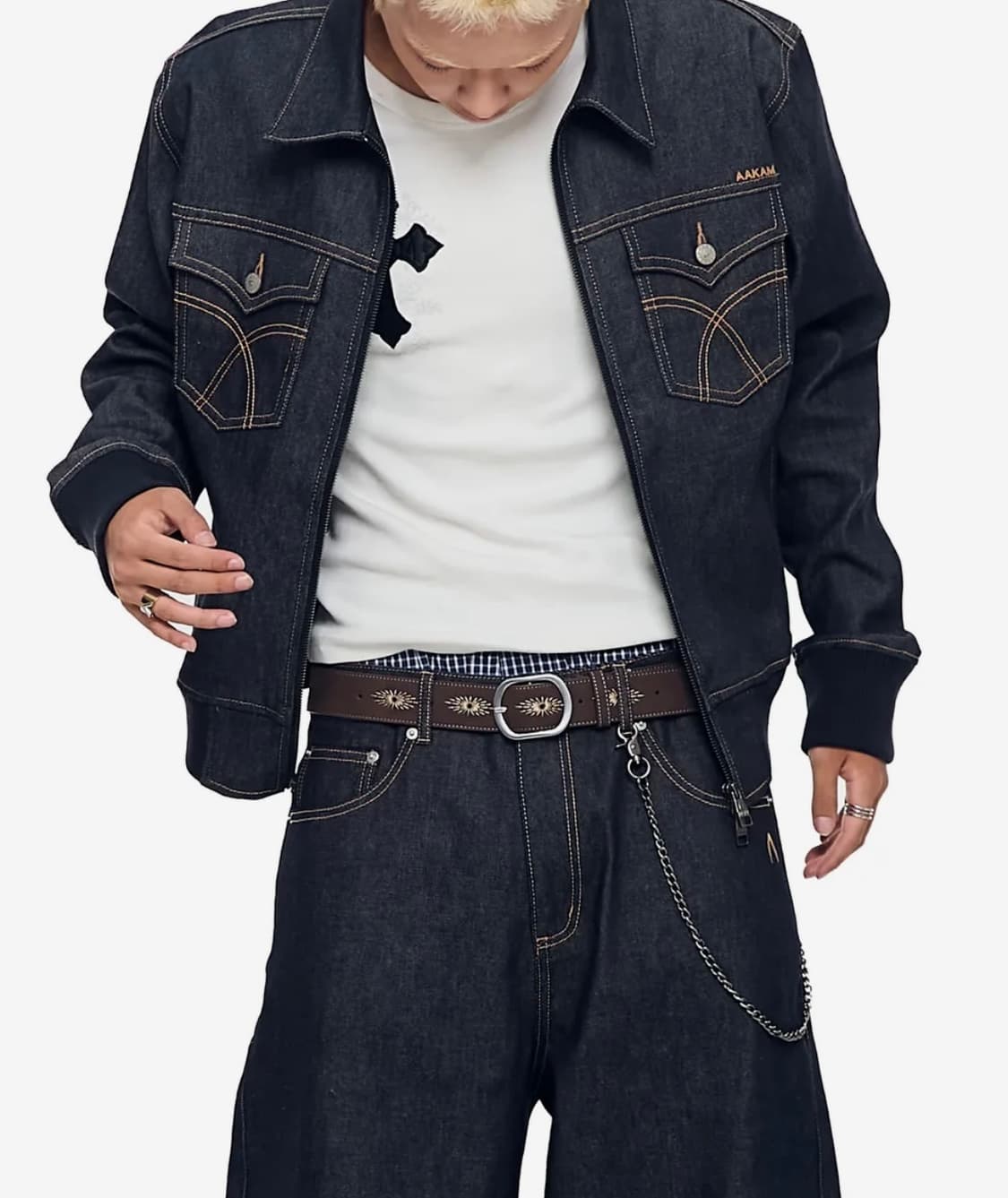 아캄 AAKAM Needlework Studded Belt (Brown) 상품이미지2