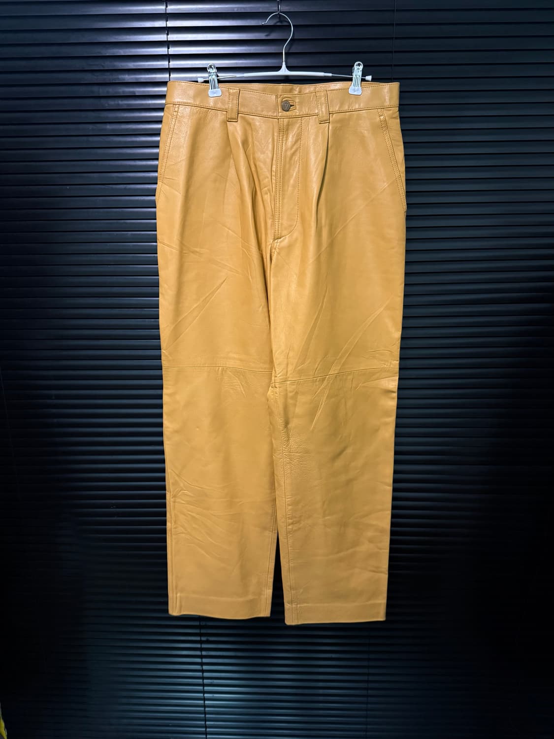 VAZIIE 양가죽 세미 와이드 팬츠 가죽 레더 32 카멜 웨스턴 일본 상품이미지1