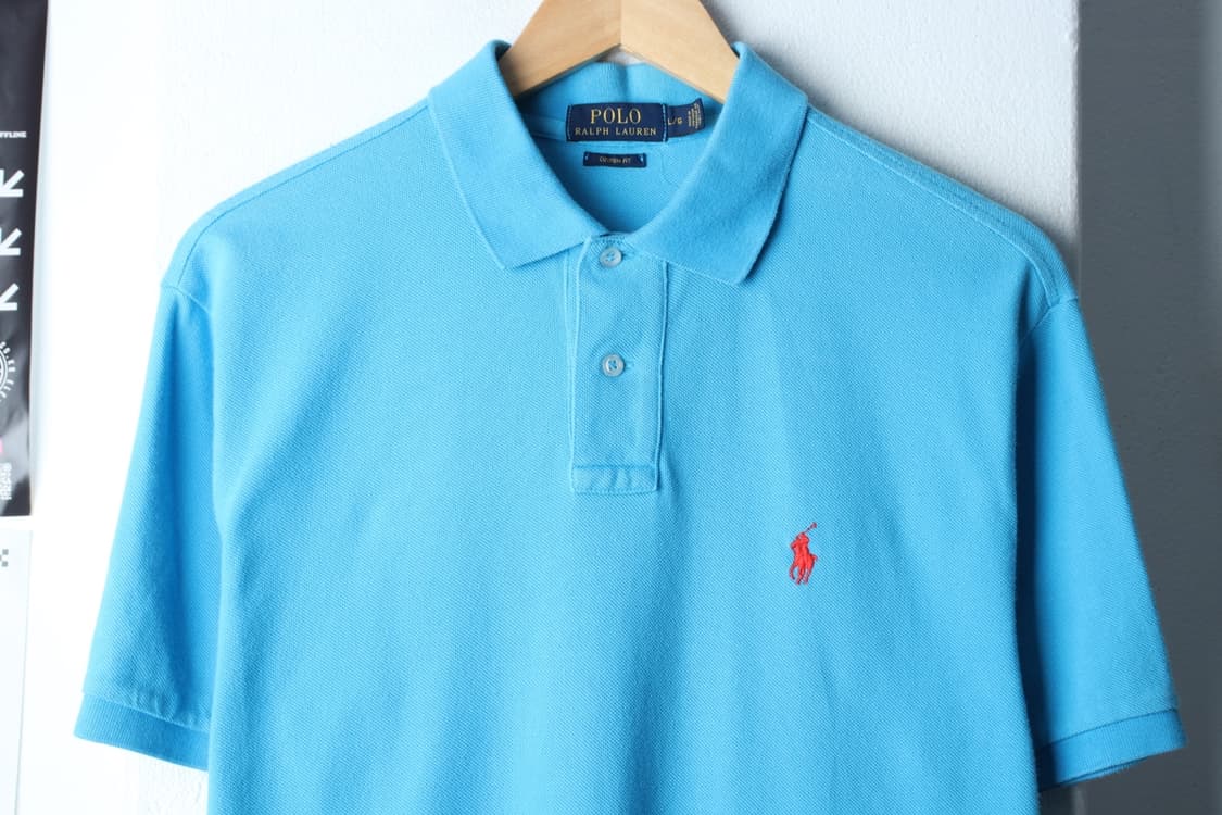 (L-XL) 폴로 랄프로렌 반팔 카라 티셔츠 연블루 무지-H30622 상품이미지3