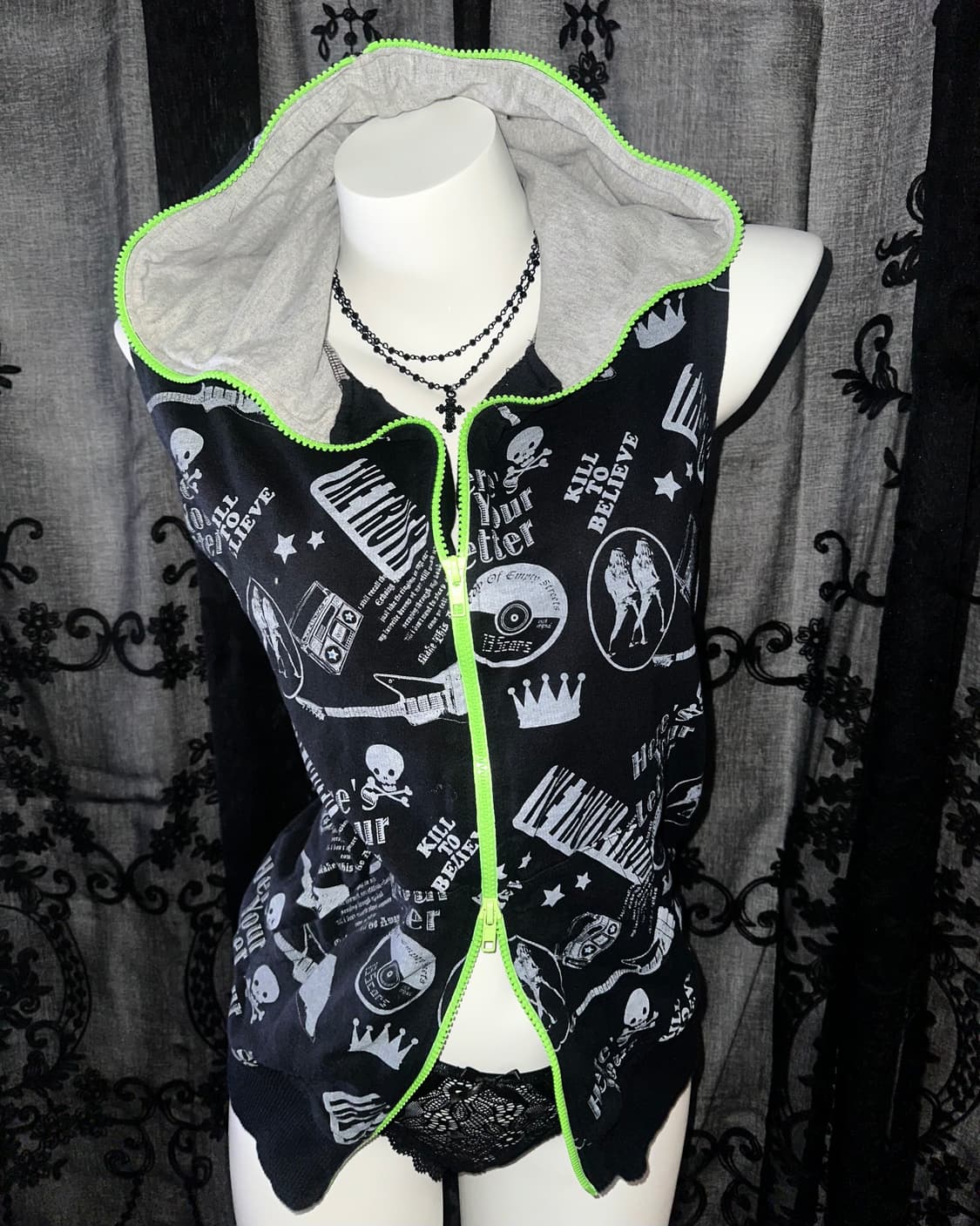 Punk Printed Two-Way Hooded Zip-Up 상품이미지2