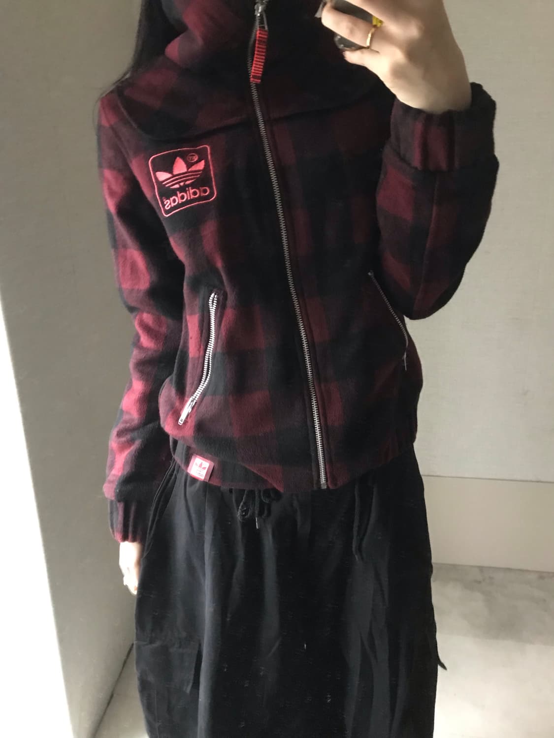 아디다스 체크 누빔 하이넥 자켓 상품이미지2