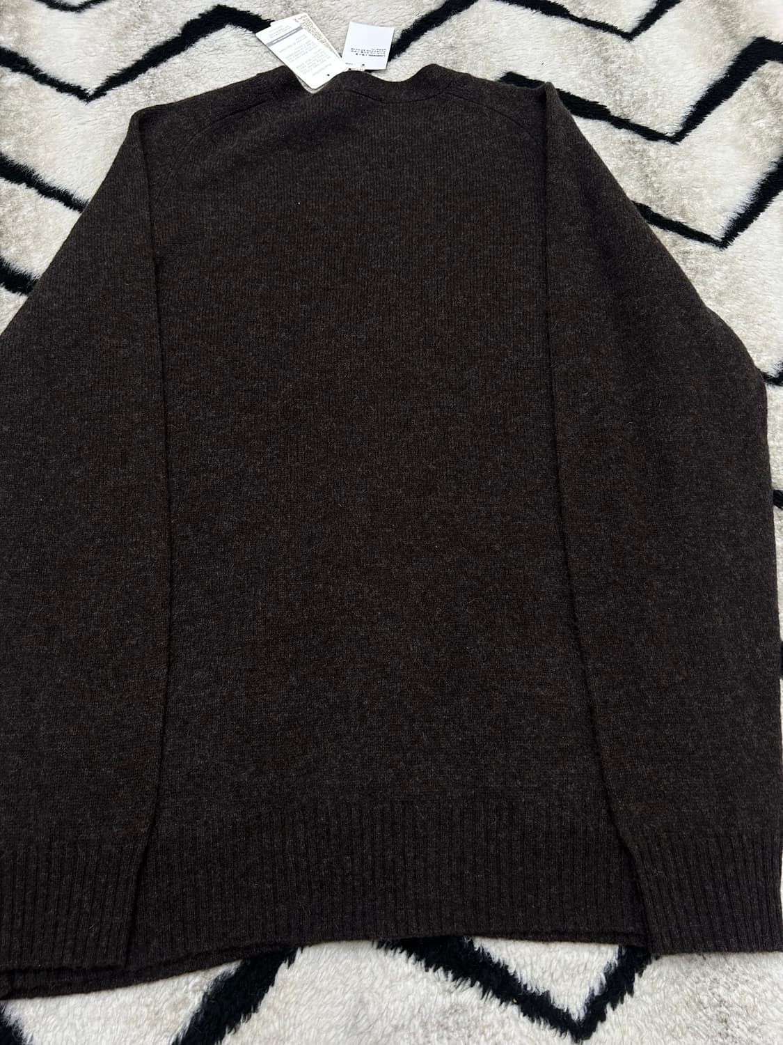 [L]유니클로 램스울 V넥 가디건/다크브라운 상품이미지3