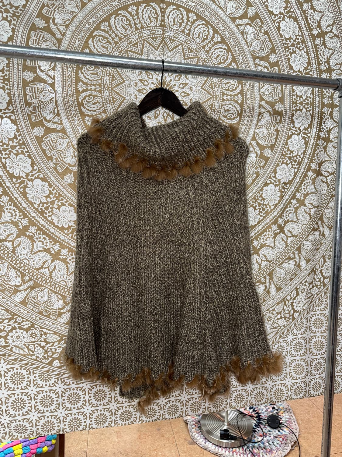 빈티지 여성 목폴라 니트 판쵸  상품이미지3