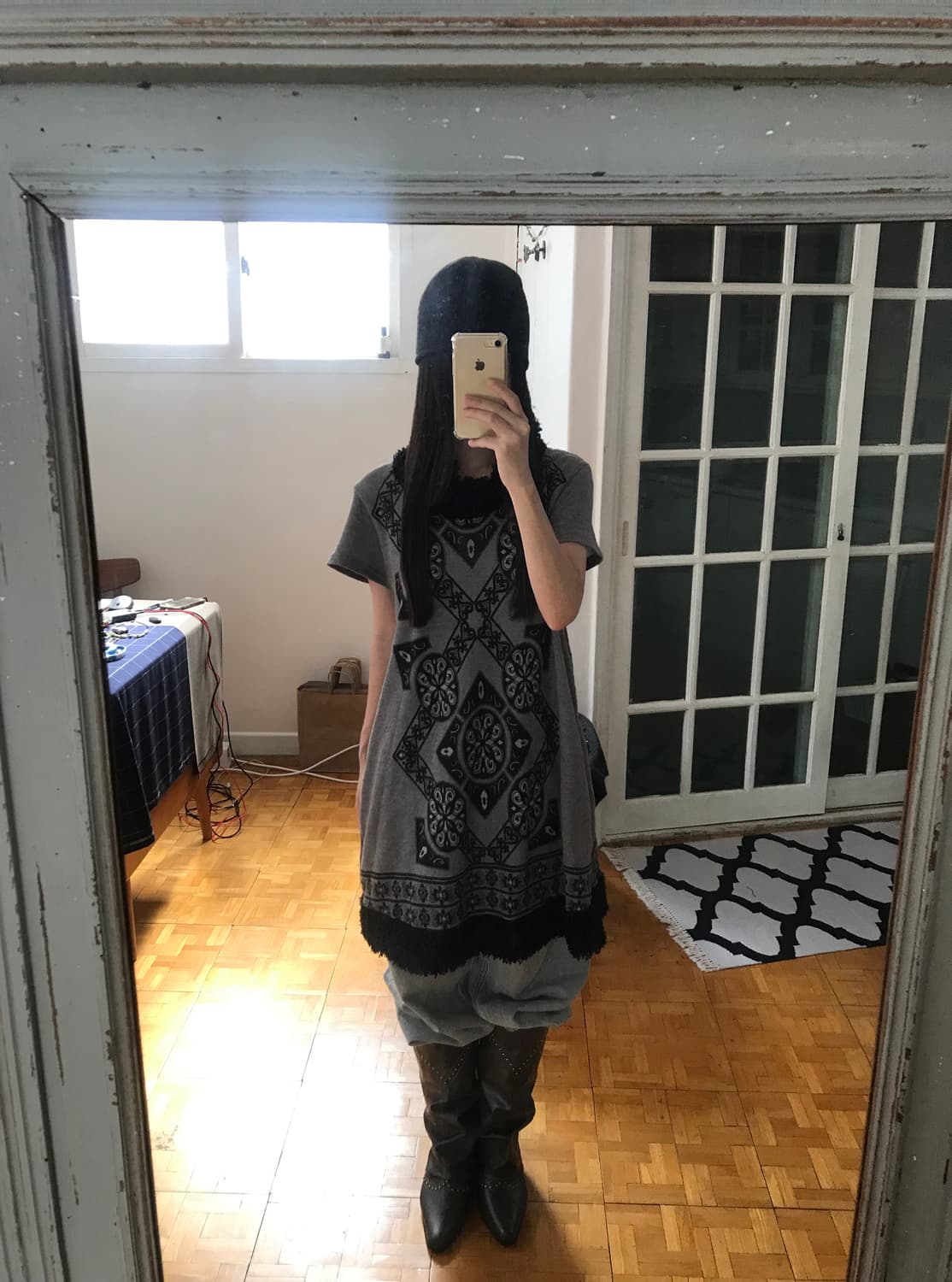 vintage pattern fur one-piece 상품이미지4