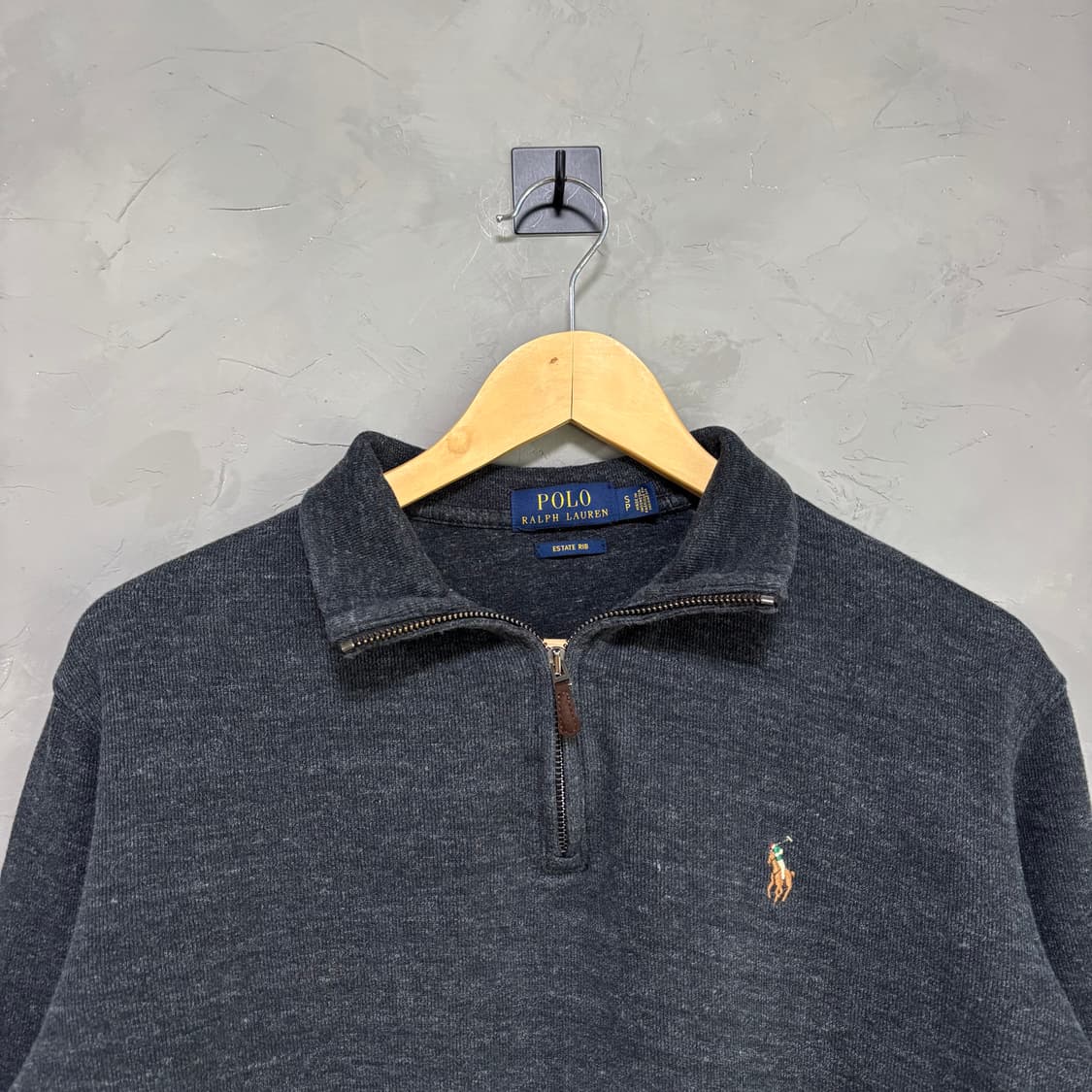 폴로 랄프로렌 신형 반집업 니트 헤더블랙 상품이미지2