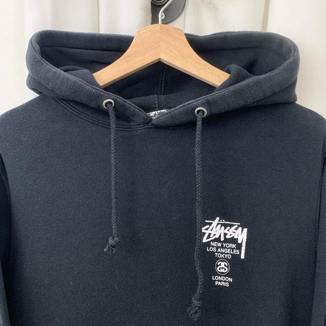 스투시 블랙 백빅프린팅 후드티 상품이미지2