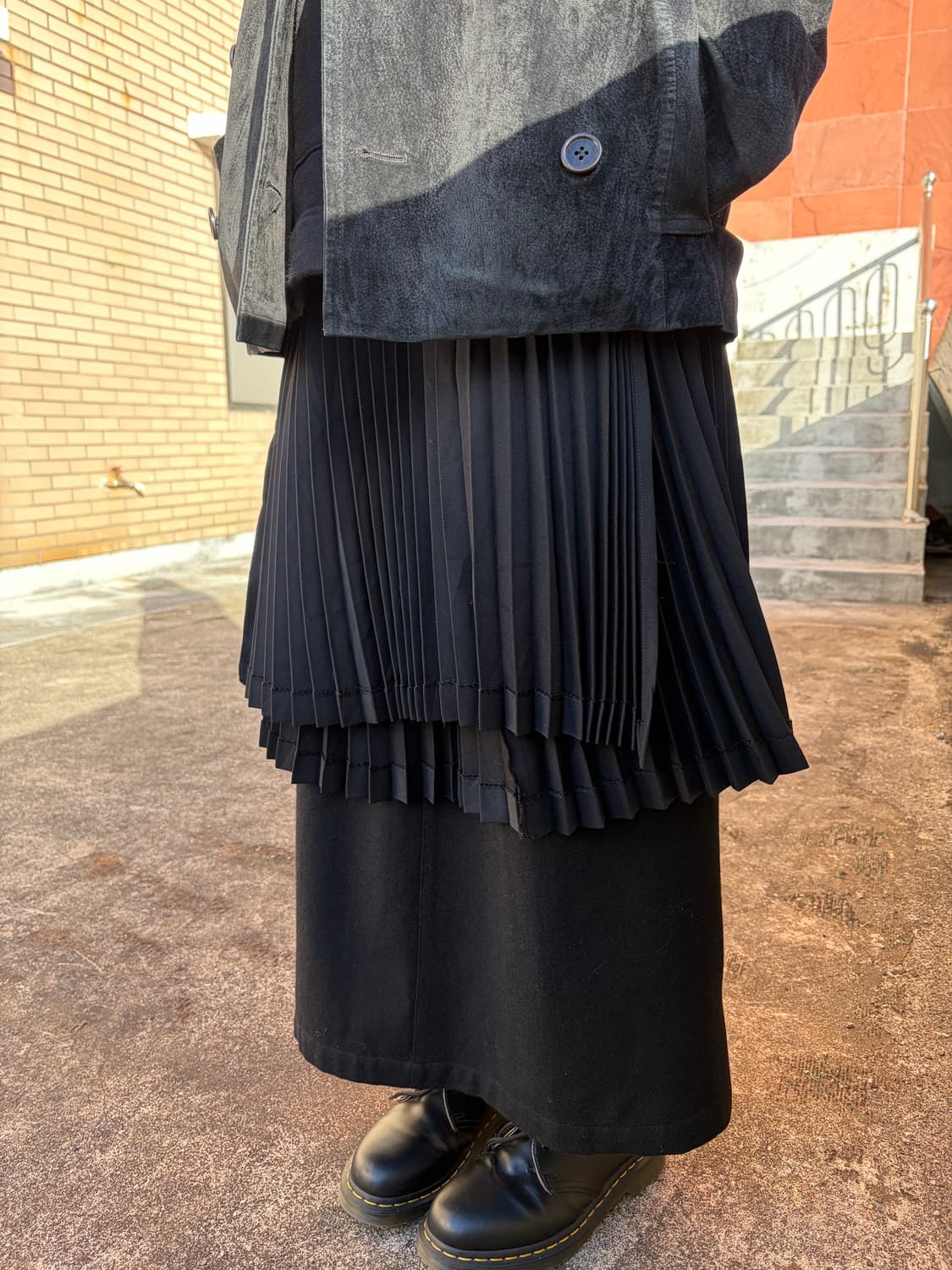요지야마모토 플리츠 랩 스커트 상품이미지1