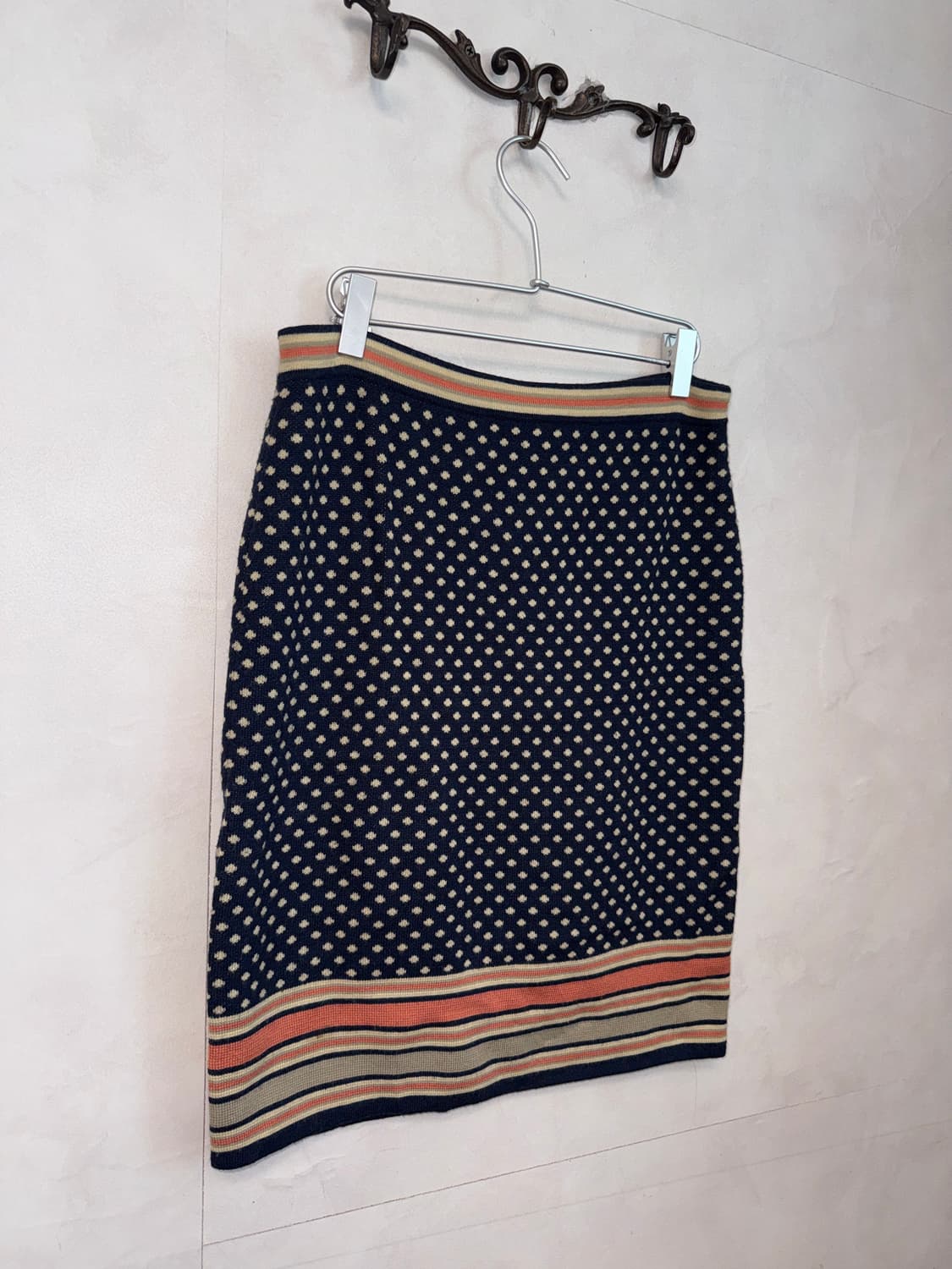 Navy coral dot stripe knit skirt 상품이미지2