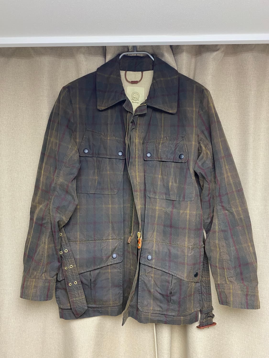 [S] 바스통 왁스 자켓 브라운 체크 상품이미지1