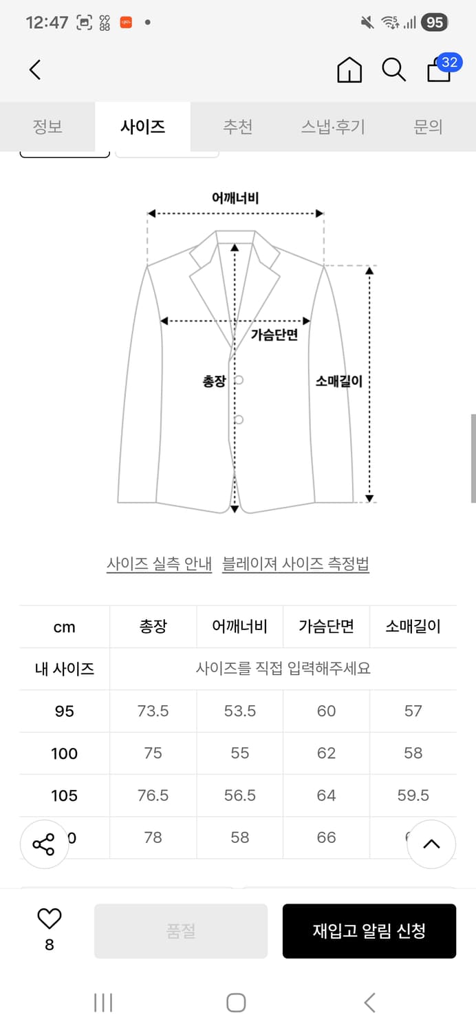 티피코 워크자켓 네이비색 제로라운지 95 상품이미지2