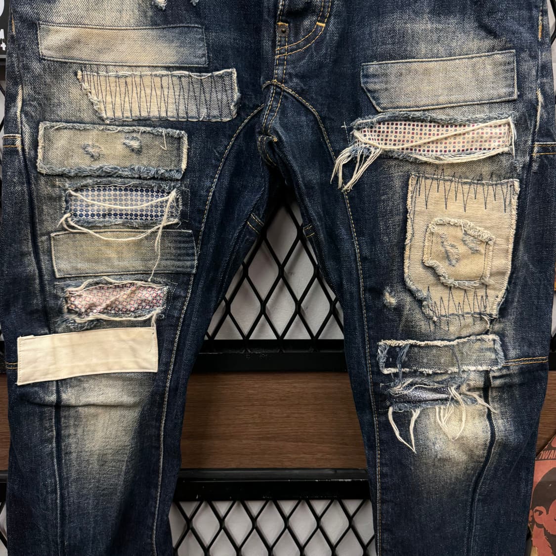 디스퀘어드2 타이디 바이커 진 전면 패치워크 포인트 진청 상품이미지6