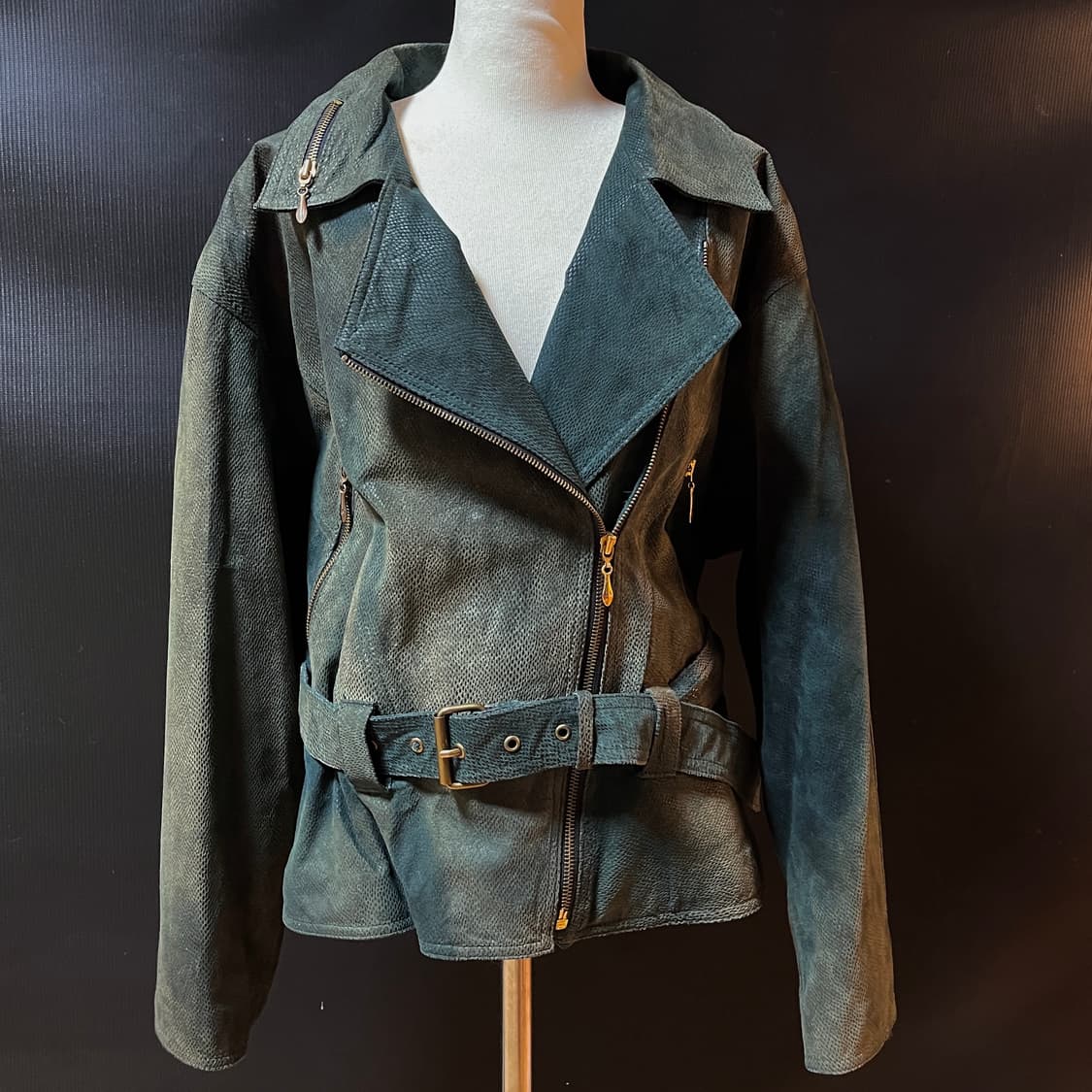  90s 이태리 메이드 라이더 자켓 파이톤 엠보싱 상품이미지3