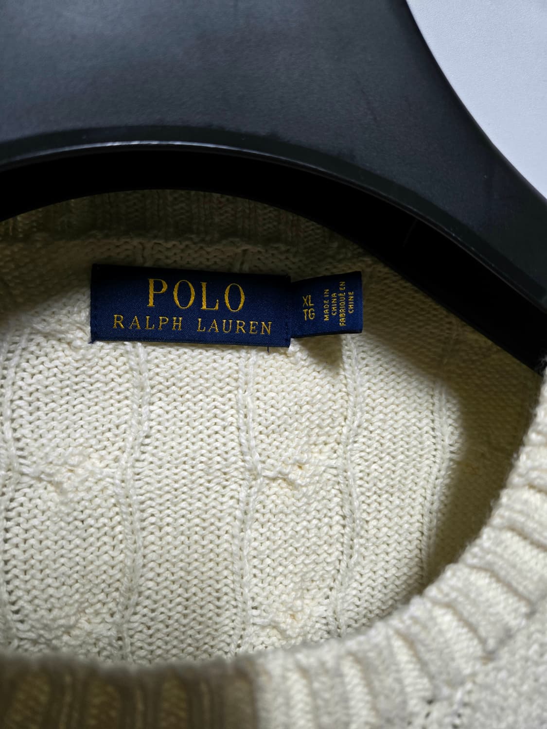 폴로 울캐시미어 케이블 니트 스웨터 XL. 아이보리 크림 105 110 상품이미지5