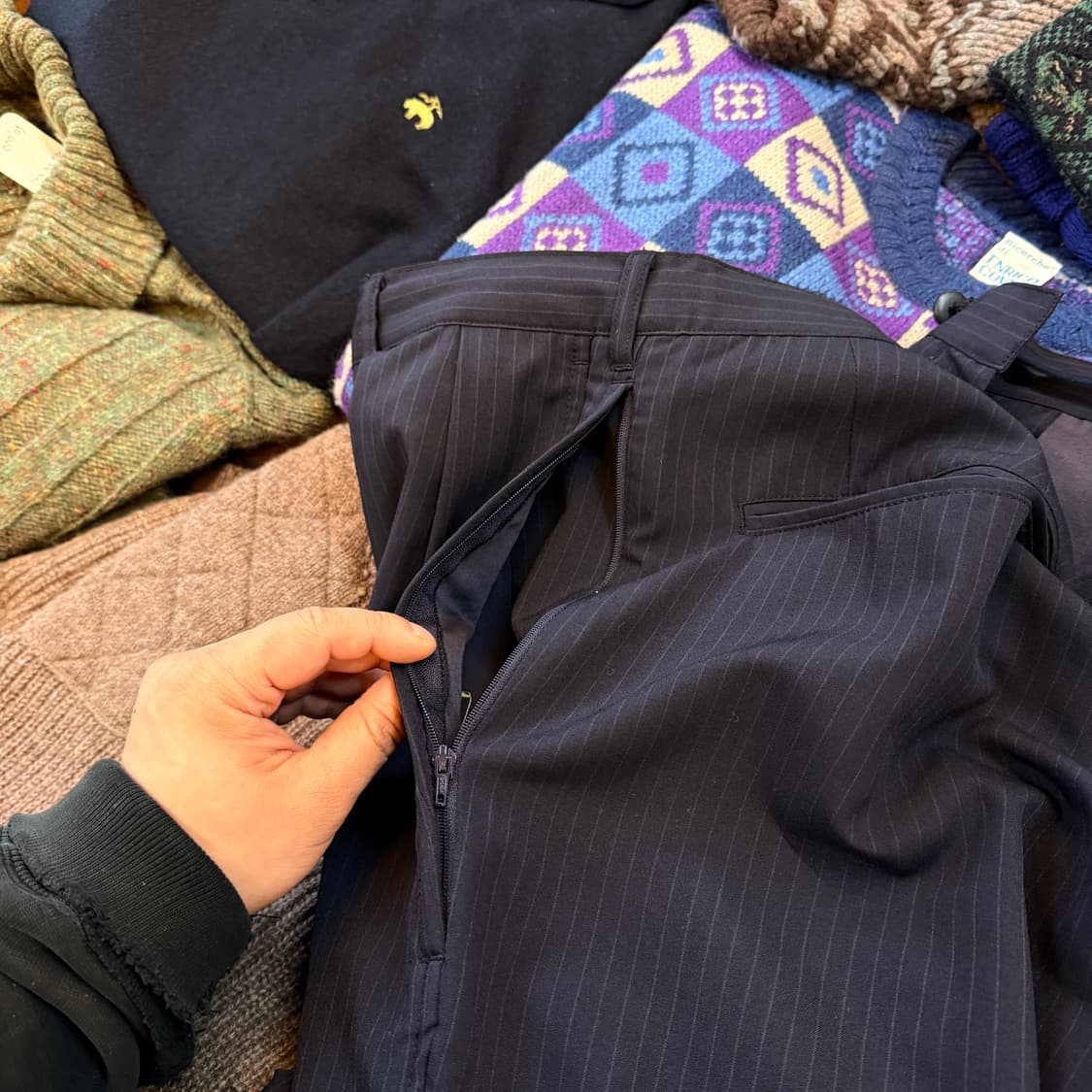 빔즈 SSZ BEAMS SSZ 세로 스트라이프 스트링 카브라 슬랙스 팬츠 상품이미지5