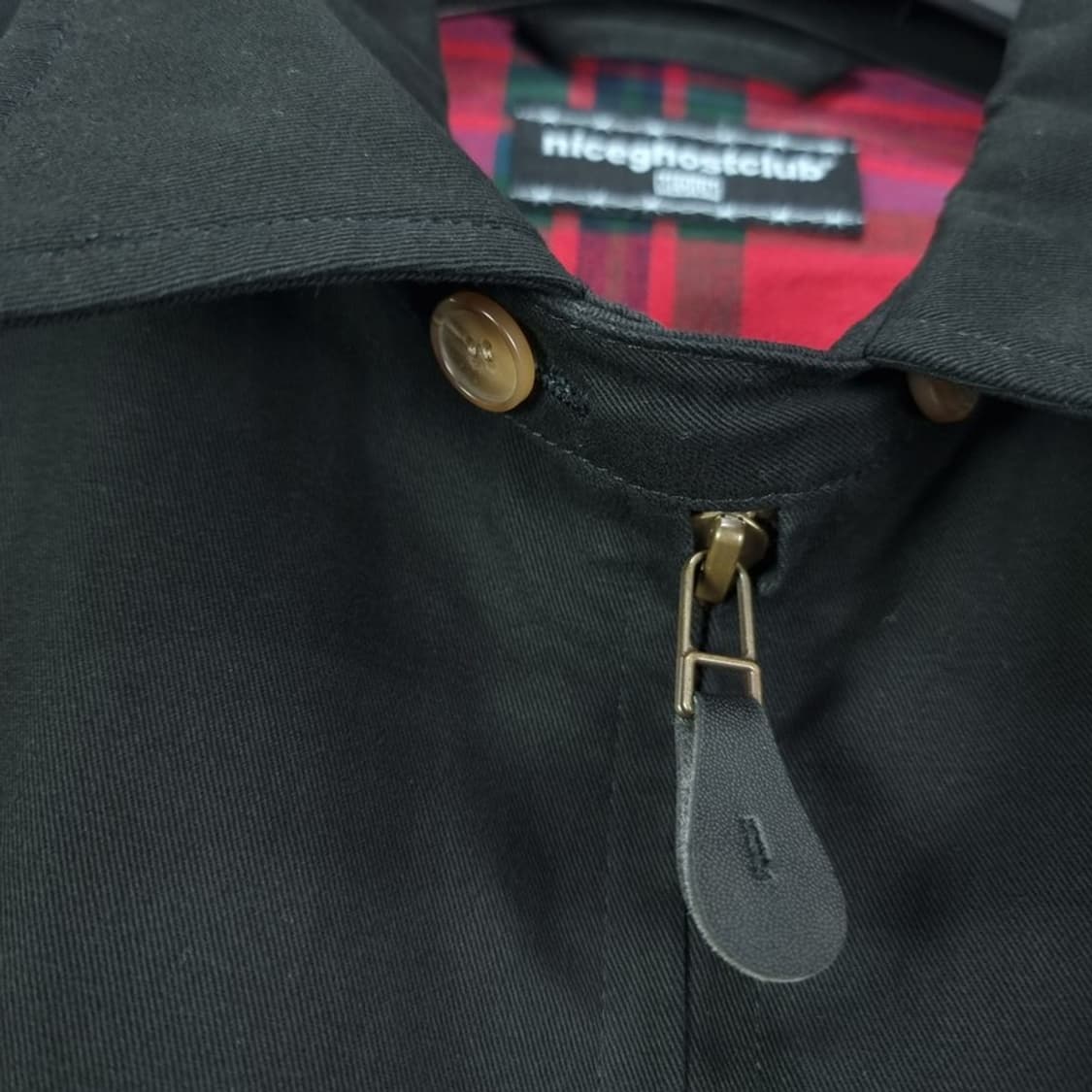 [나이스고스트클럽] 로고 자수 코튼 블루종 집업 자켓 블랙 M19106 상품이미지5