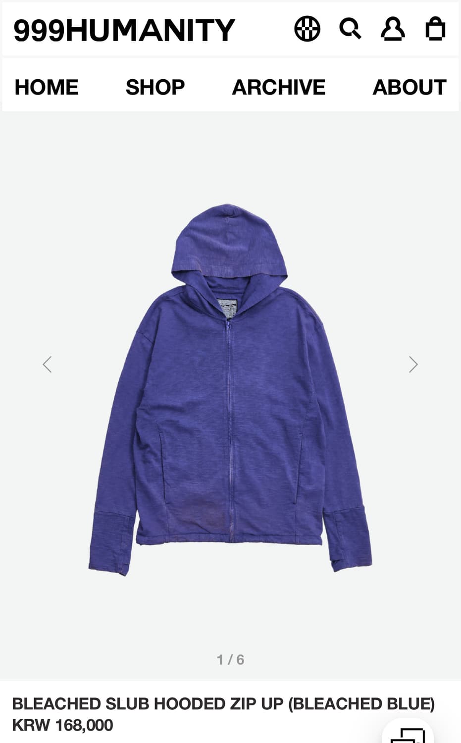 999 humanity slub hooded zip up 상품이미지1