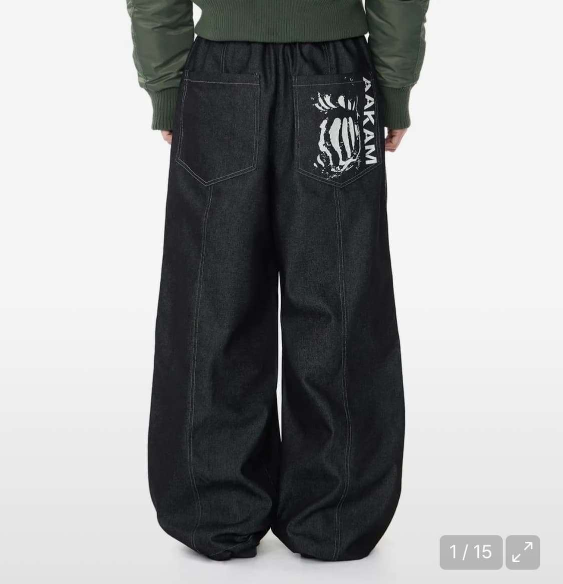 아캄 Knee Pin-tuck Printed Denim Pants  상품이미지1