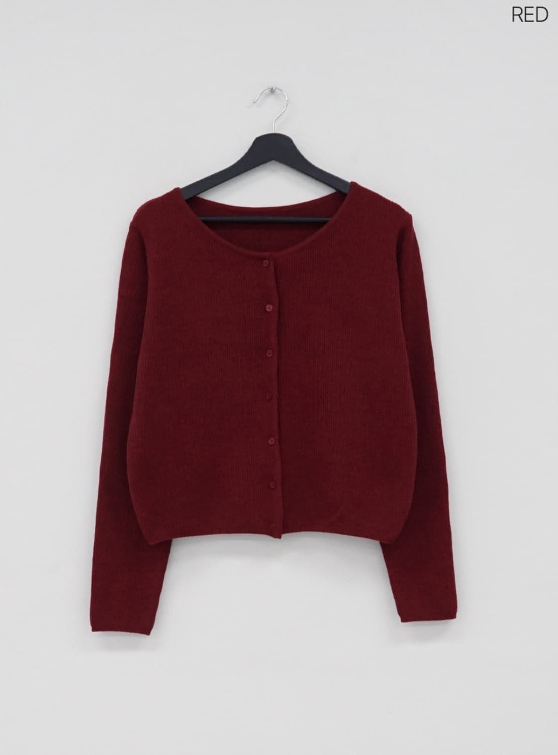 매니크 로셀 베이직 라운드넥 긴소매 가디건 레드 FREE 상품이미지1