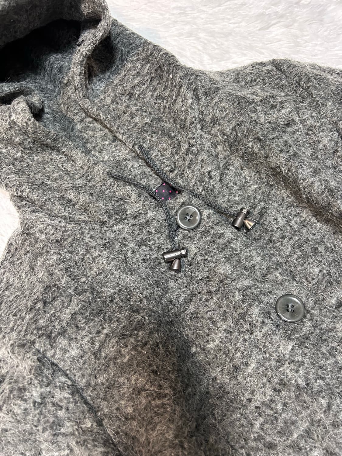 lovely hoodie wool button coat 상품이미지2