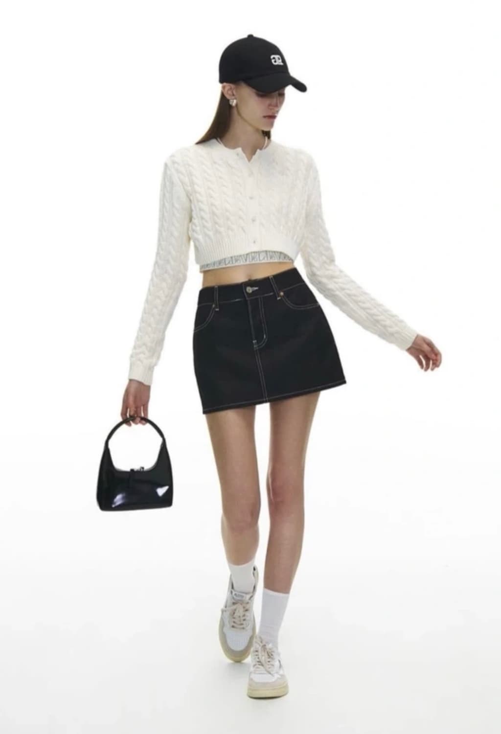 GROVE 그로브 꽈배기 크롭 가디건(화이트) 상품이미지1