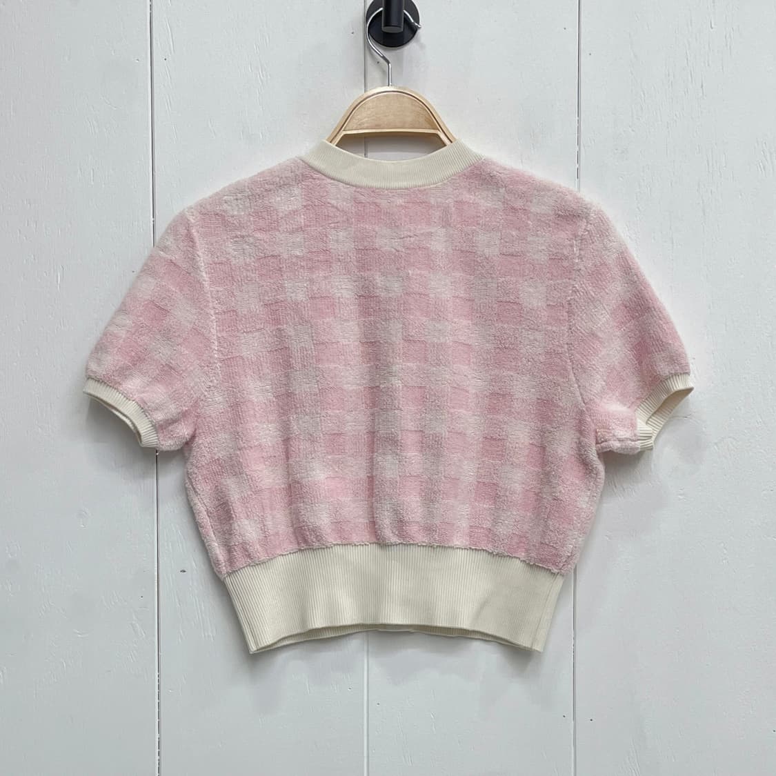 알렉산더왕 핑크 체크 테리 반팔 가디건 상품이미지3