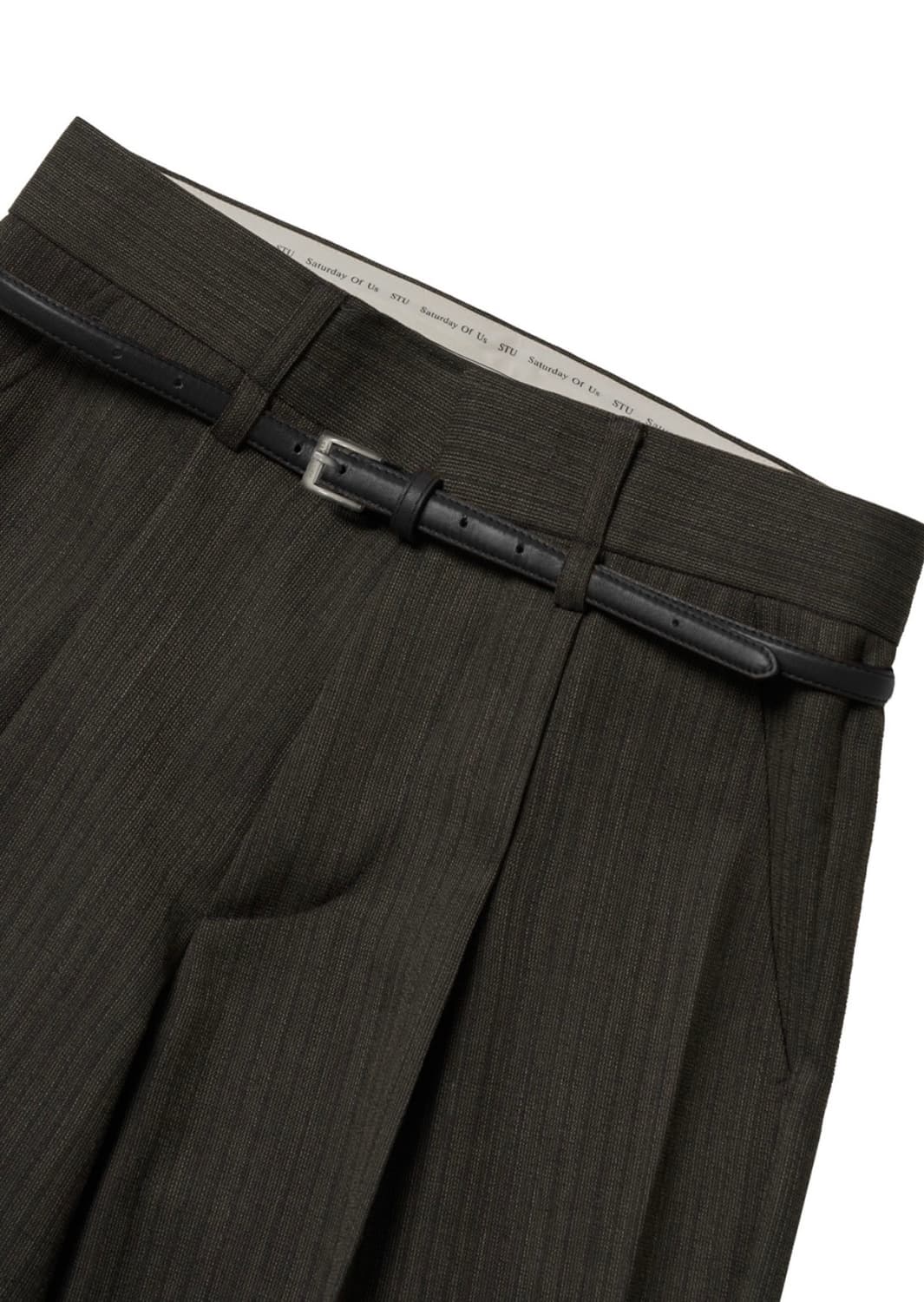 [M] STU 에스티유 크리즈드 벨트 슬랙스 차콜 팝니다. 상품이미지4