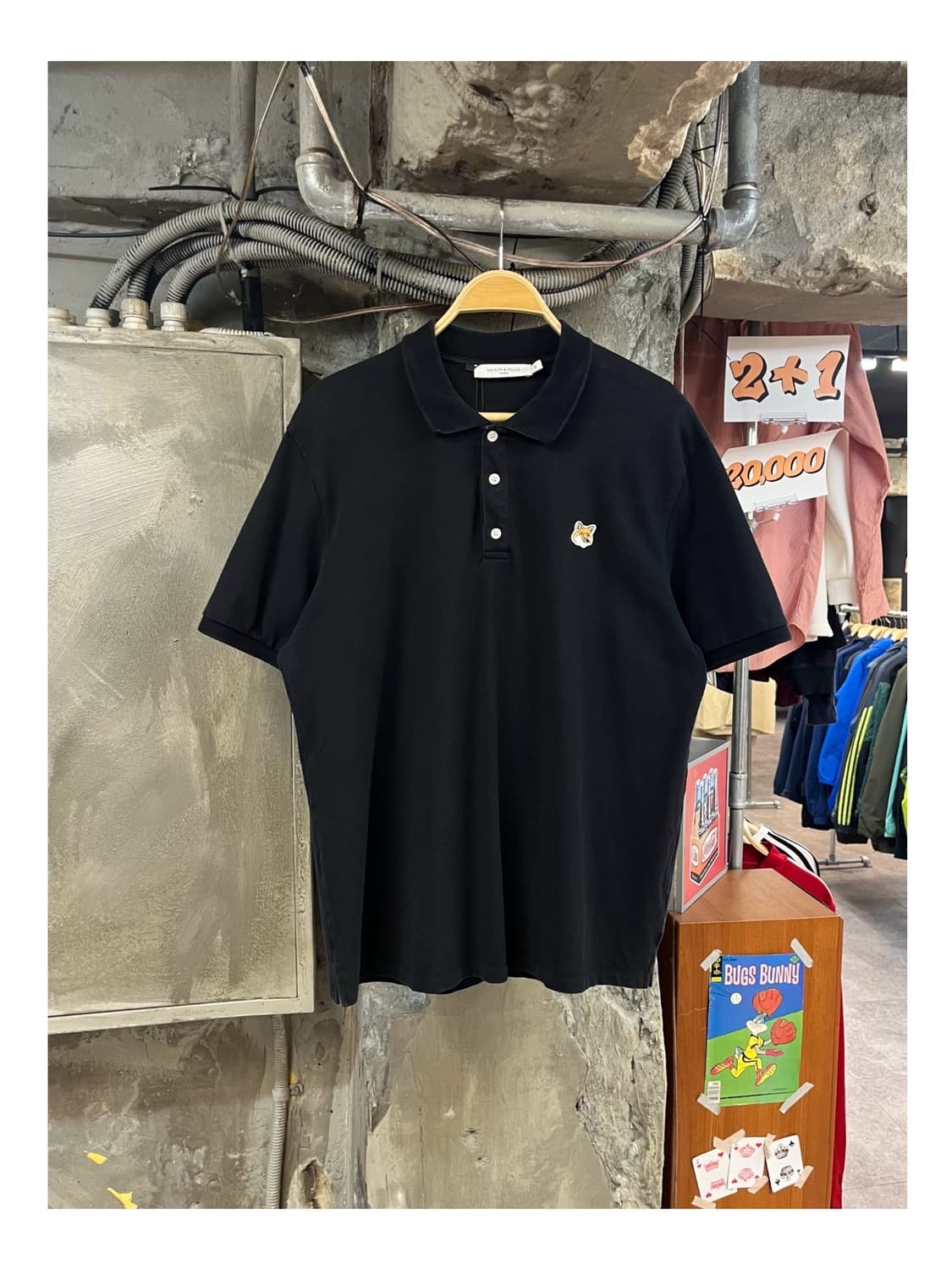 메종키츠네 카라 반팔티 블랙 XL #csz3354 상품이미지1