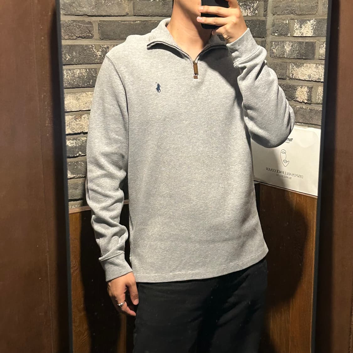 L) 폴로 랄프로렌 그레이 반집업 코튼 니트 신형 큐알탭 상품이미지9