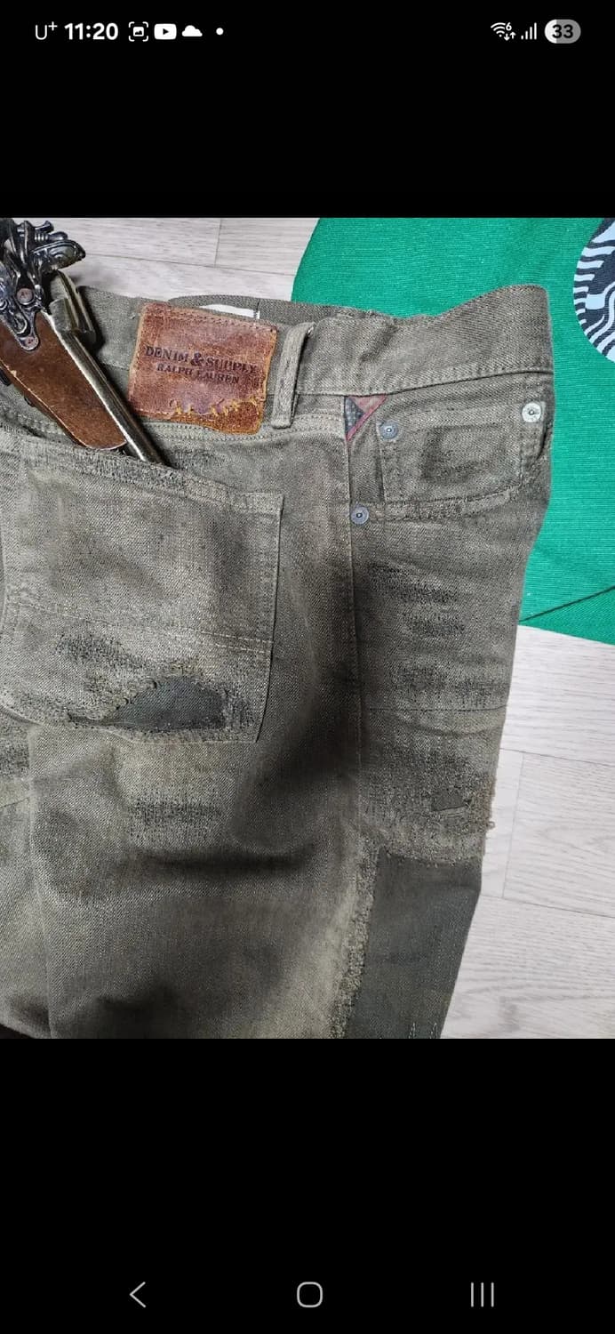 POLO RALPH LAUREN 카키 올리브 데님 팬츠 카모플라주 성조기 상품이미지7