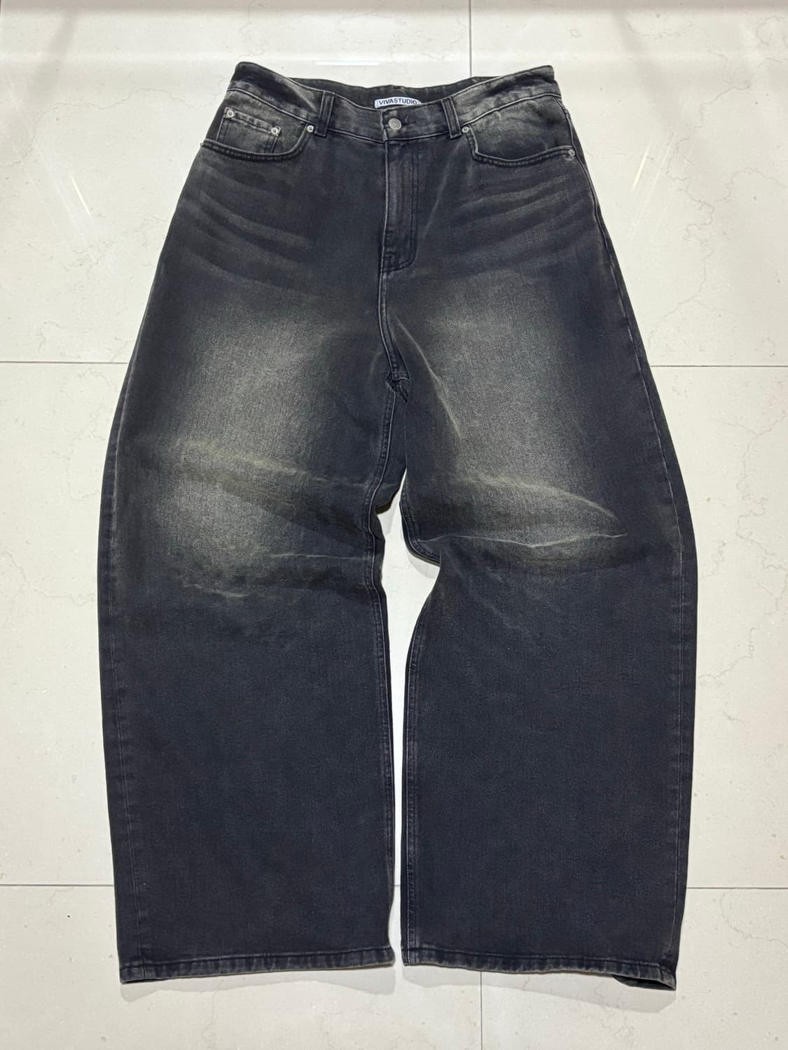 비바스튜디오 와이드 워싱 흑청 상품이미지1