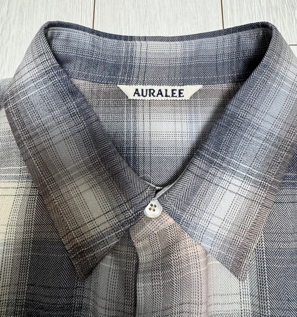 오라리 24fw 울 체크셔츠 블루베이지 상품이미지5