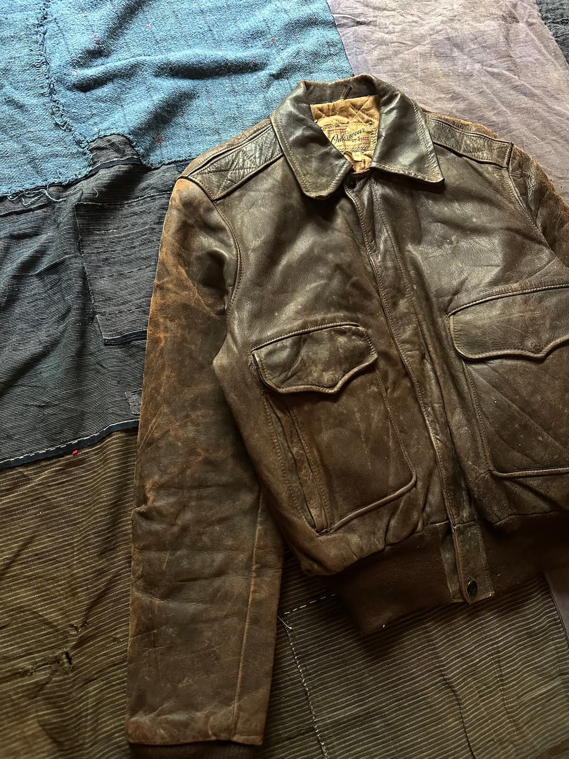 50s HERCULES USA 빈티지 허큘리스 말가죽 A-2 레더 자켓 상품이미지4