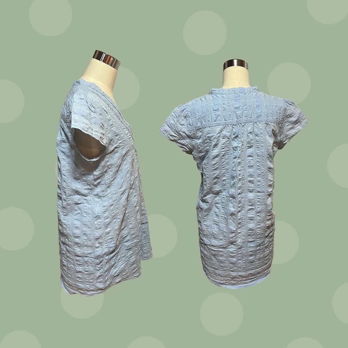 빈티지 모리걸 연하늘 반소매 블라우스 상품이미지3