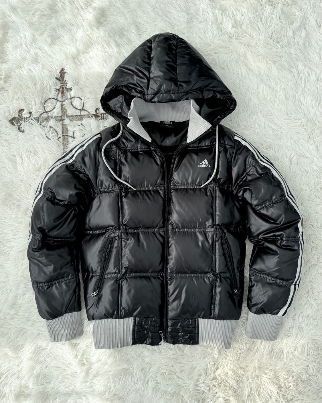 아디다스 블랙그레이 글리터 푸퍼 패딩 상품이미지1