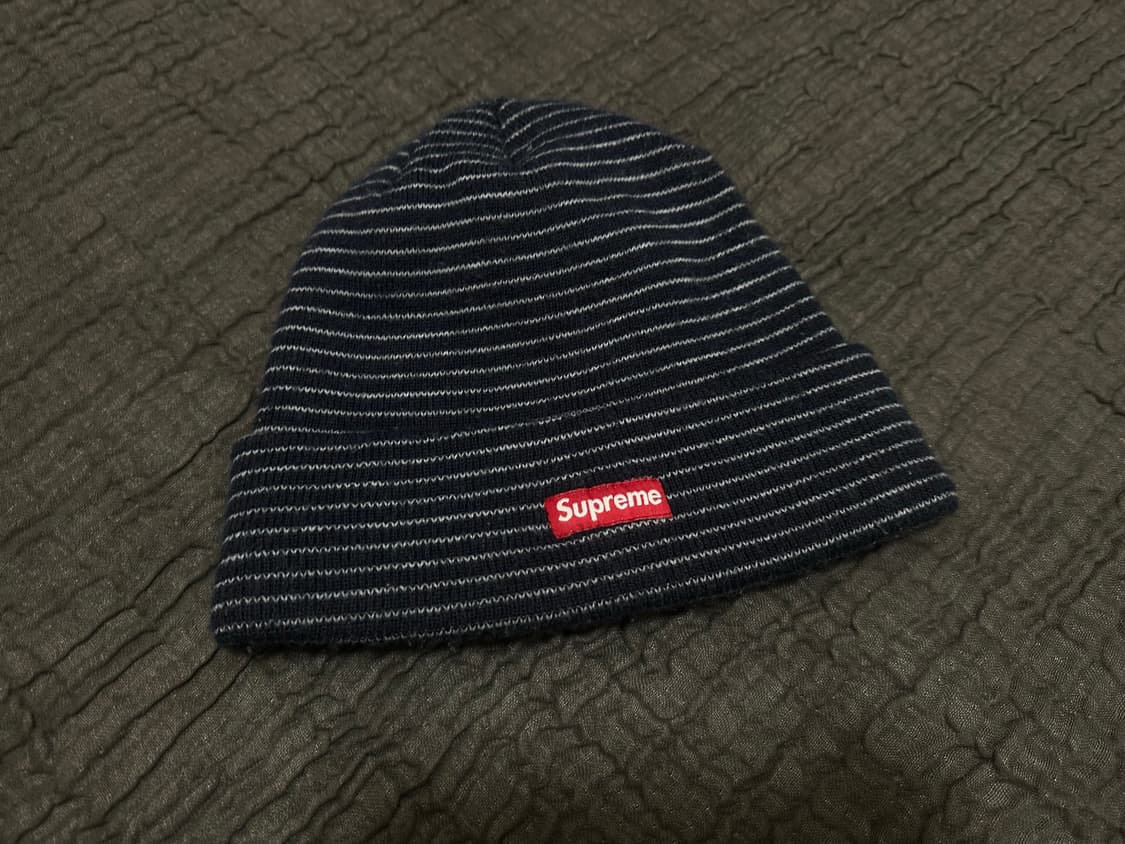 F) 2013FW Supreme Striped Beanie Navy 상품이미지1