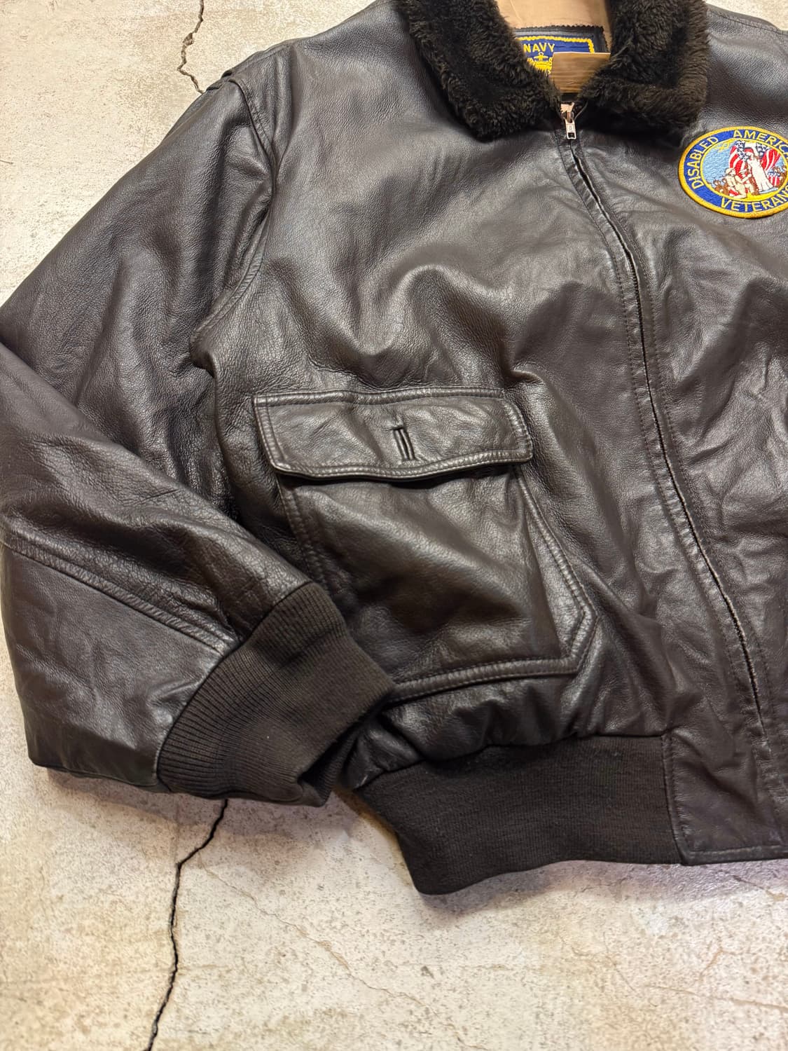 90s 에어본 NAVY G1 플라이트 레더자켓 상품이미지3