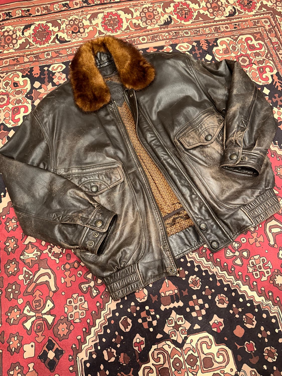 ( L-XL ) 가죽자켓 봄버자켓 레더자켓 빈티지가죽 양가죽 a2가죽 상품이미지6